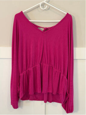 Women's Blue Sol Pink Long Sleeve Blouse 1X